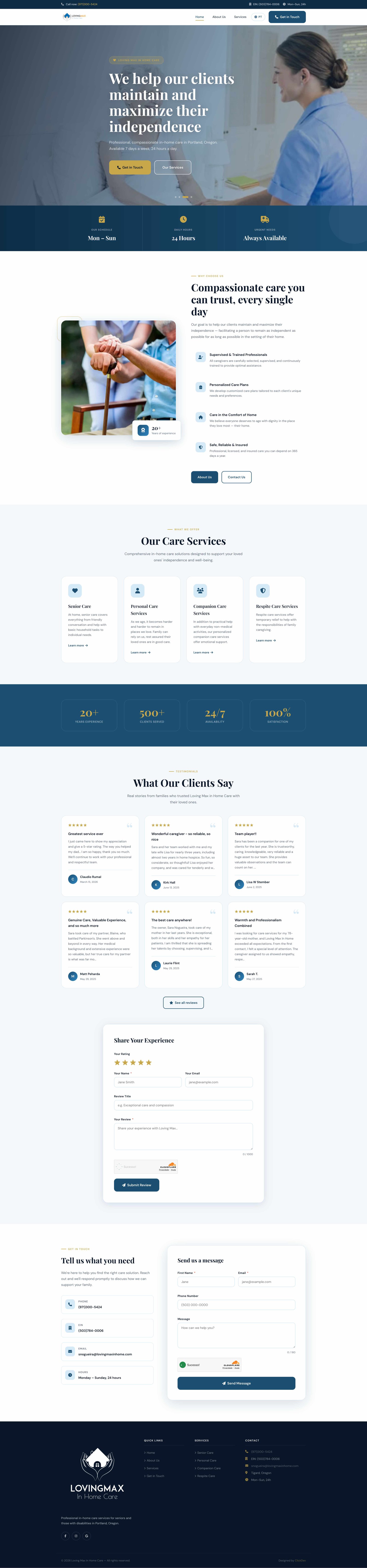 Loving Max in Home Care — Website Institucional
